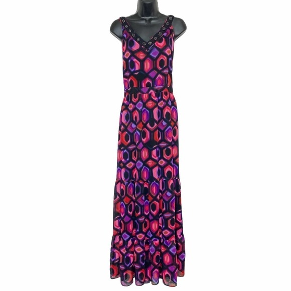 Ny Collection Sleeveless Fit & Flare Multicolored Geometric Print Maxi Dress - Picture 1 of 10